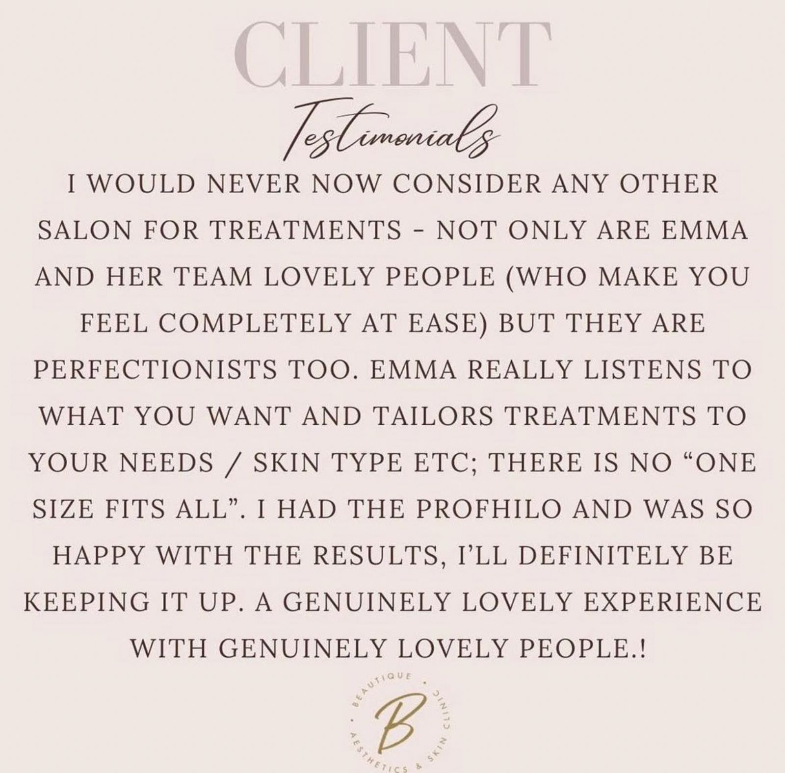 Client testimonial 